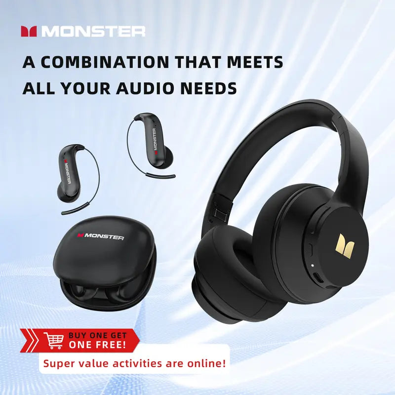 Monster Mission 100 2-in-1 Combo: Over-Ear Headphones & Wireless Earbuds