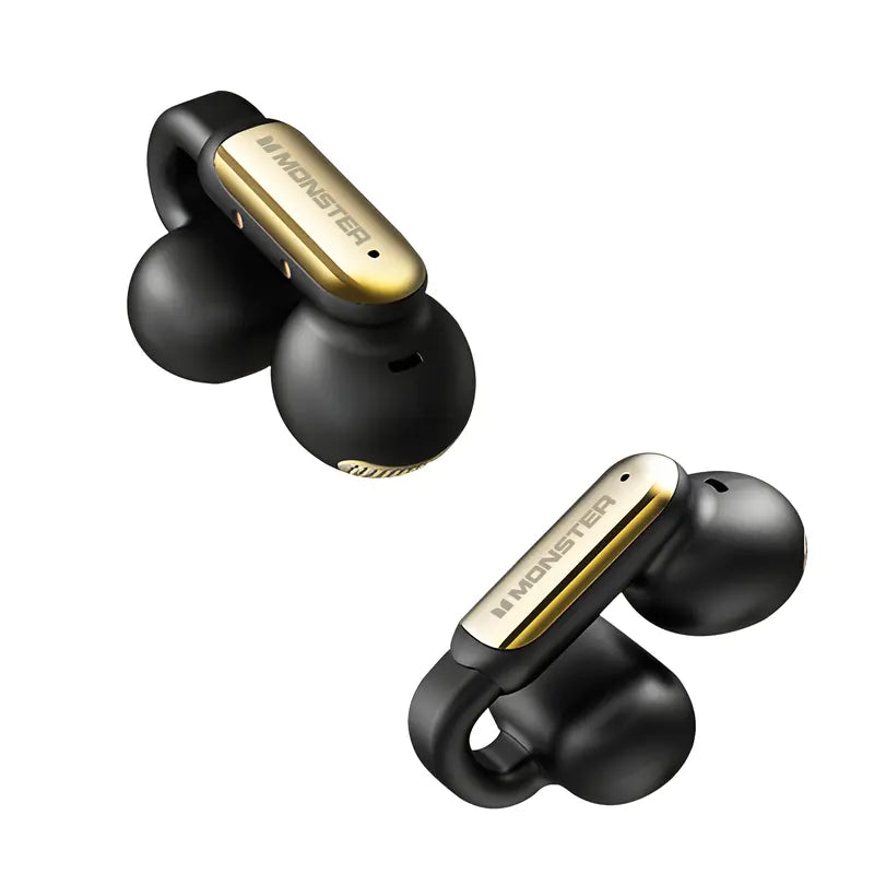 Monster AC601 Clip-On Open Ear Wireless Earbuds - 100H Playtime, Ultra-Light Sport Headphones