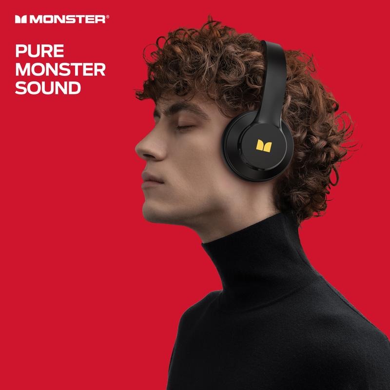 Monster Mission 100 Wireless Over Ear Headphones, Bluetooth 5.4, Deep Bass & 40H Playtime