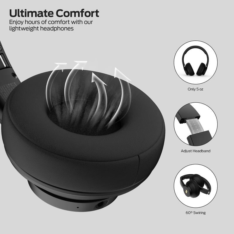 Monster Mission 100 Wireless Over Ear Headphones, Bluetooth 5.4, Deep Bass & 40H Playtime