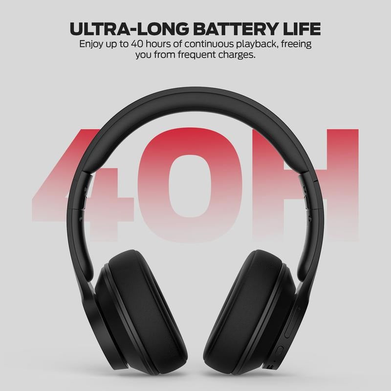Monster Mission 100 Wireless Over Ear Headphones, Bluetooth 5.4, Deep Bass & 40H Playtime
