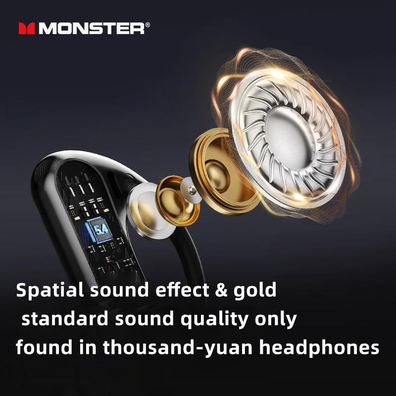 Monster AC320 Open-Ear Wireless Earbuds - Bluetooth 6.0 Headphones with Deep Bass