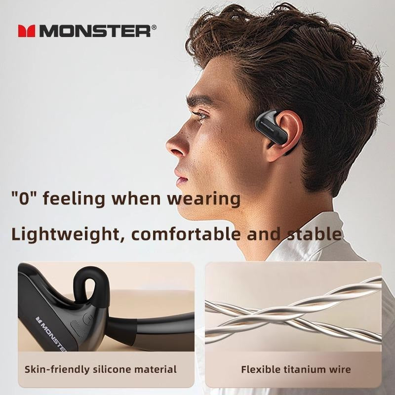 Monster AC320 Open-Ear Wireless Earbuds - Bluetooth 6.0 Headphones with Deep Bass