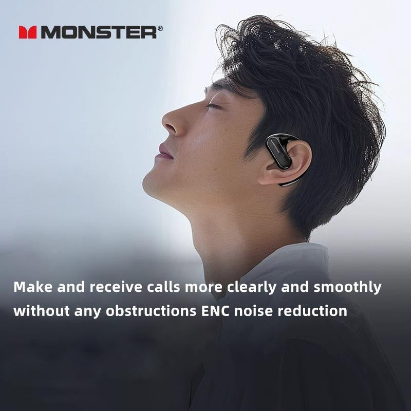 Monster AC320 Open-Ear Wireless Earbuds - Bluetooth 6.0 Headphones with Deep Bass