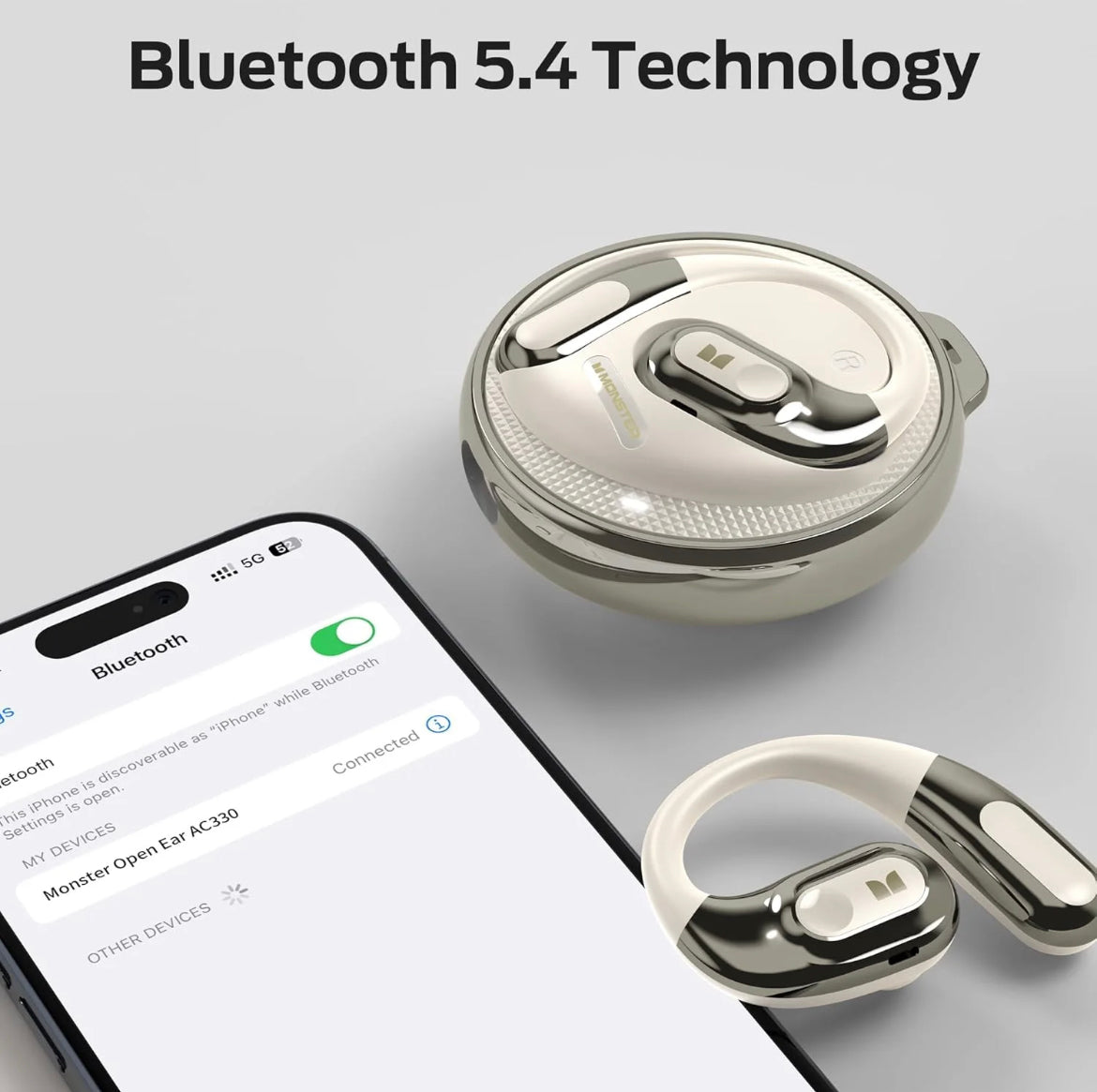 Monster AC330 Open-Ear Wireless Earbuds - Bluetooth 5.4 with 24H Playtime