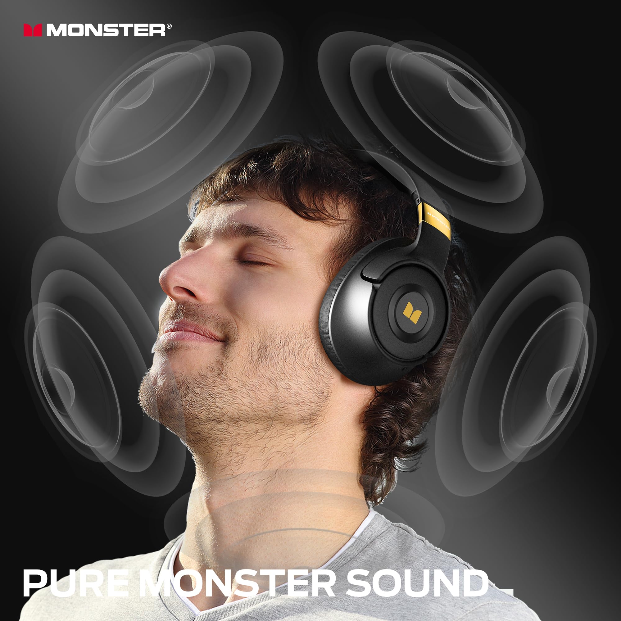 Monster E67 ANC Over-Ear Headphones, Bluetooth 5.4, Pure Bass & 60H Playtime