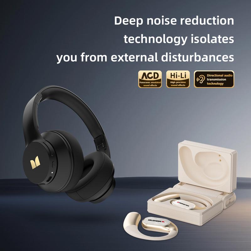 Monster Mission 100 Bluetooth Headphones Combo - Over-Ear & Sport Earbuds Set