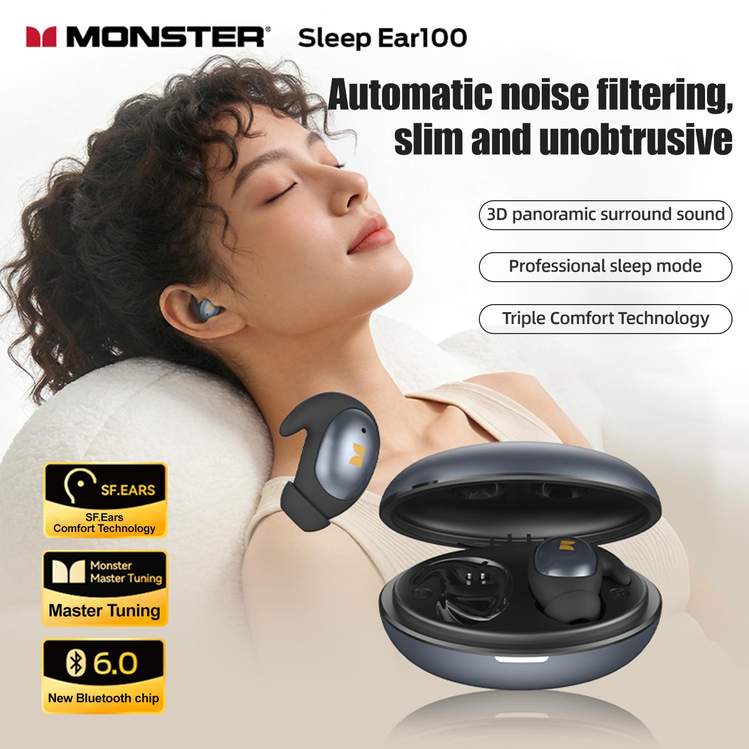 Monster W57 Sleep Earbuds - Ultra-Thin for Side Sleepers
