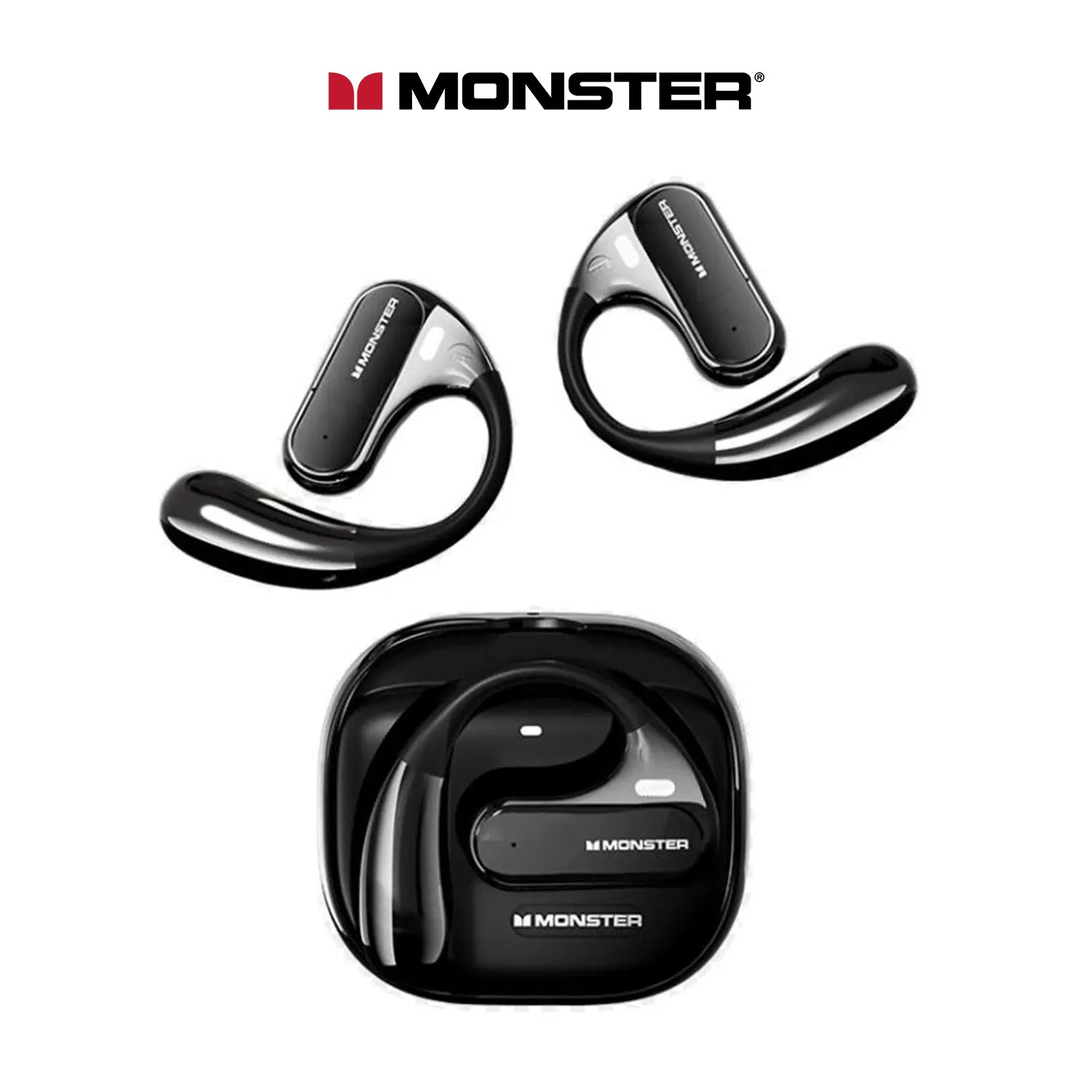 Monster AC320 Open-Ear Wireless Earbuds - Bluetooth 6.0 Headphones with Deep Bass