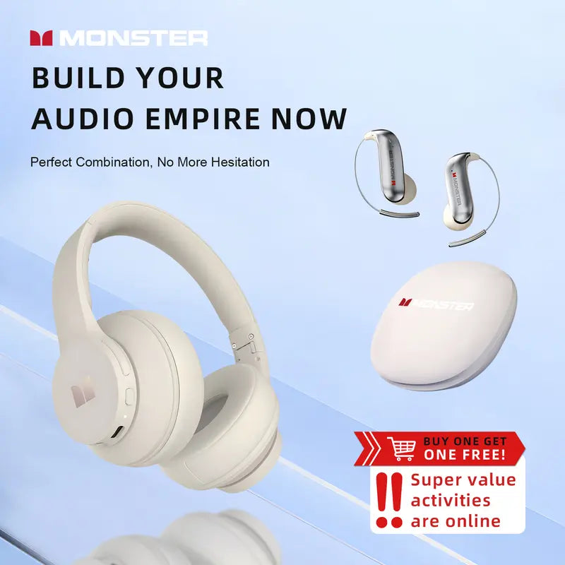 Monster Mission 100 2-in-1 Combo: Over-Ear Headphones & Wireless Earbuds