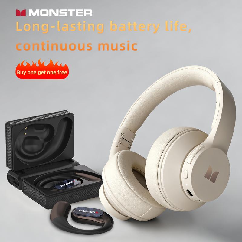 Monster Mission 100 Bluetooth Headphones Combo - Over-Ear & Sport Earbuds Set