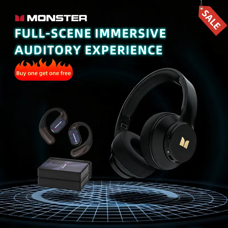 Monster Mission 100 Bluetooth Headphones Combo - Over-Ear & Sport Earbuds Set
