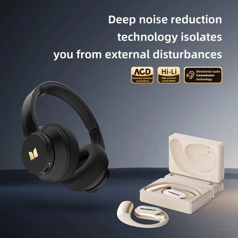 Monster Mission 100 Bluetooth Headphones Combo - Over-Ear & Sport Earbuds Set