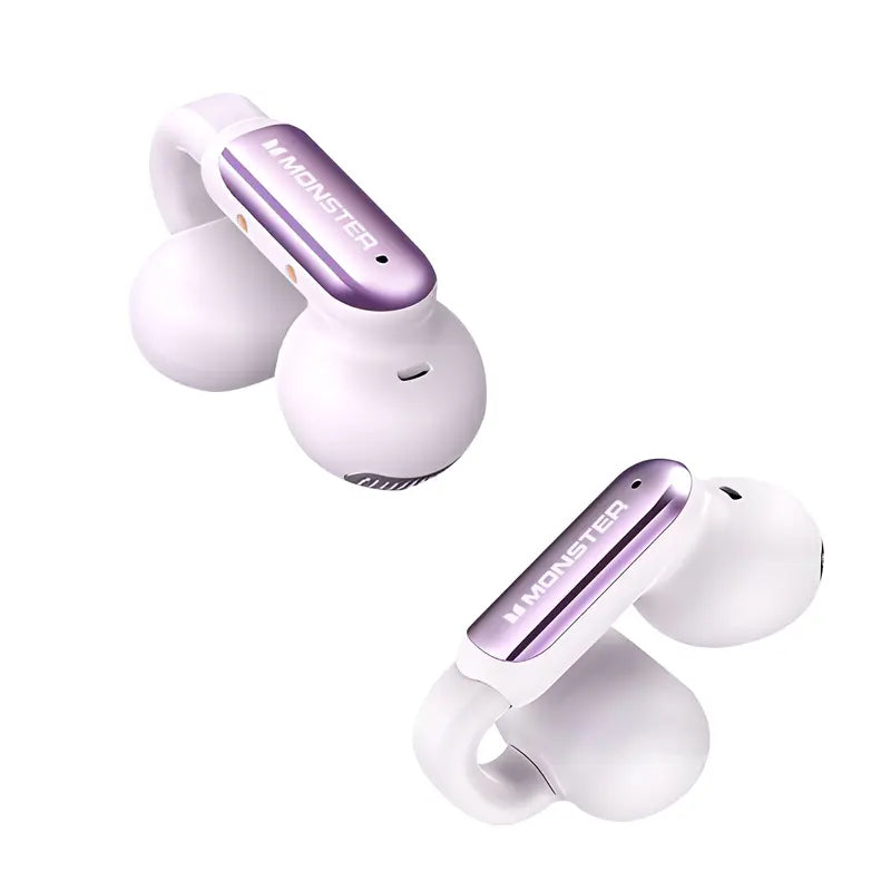 Monster AC601 Clip-On Open Ear Wireless Earbuds - 100H Playtime, Ultra-Light Sport Headphones