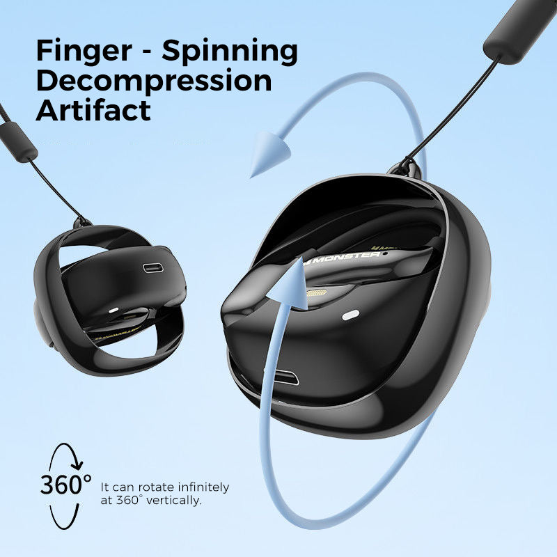 Monster AC390 Wireless Earbuds with Fidget Spinner Design, Bluetooth 6.0, 100H Playtime & Noise Cancelling Mic