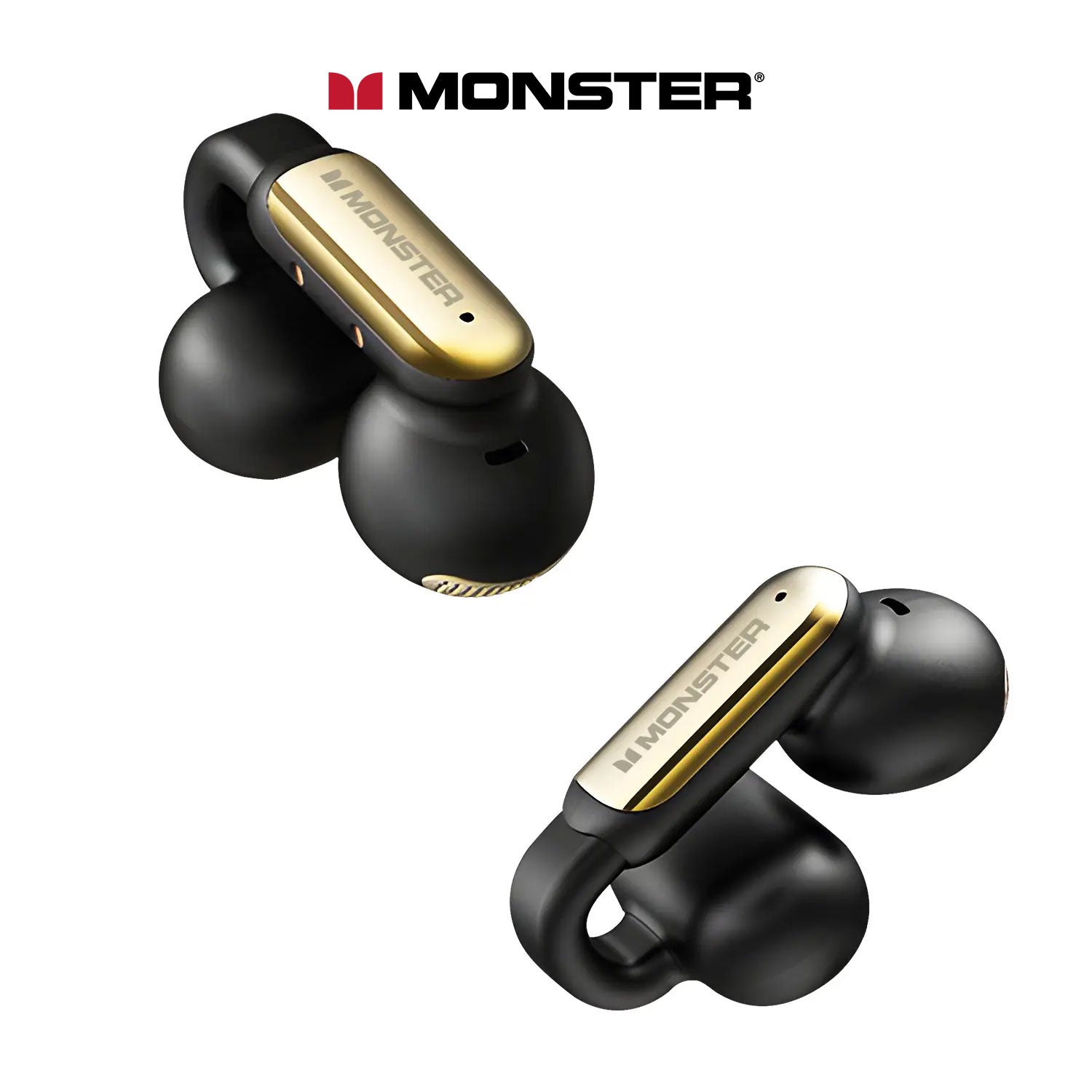 Monster AC601 Clip-On Open Ear Wireless Earbuds - 100H Playtime, Ultra-Light Sport Headphones