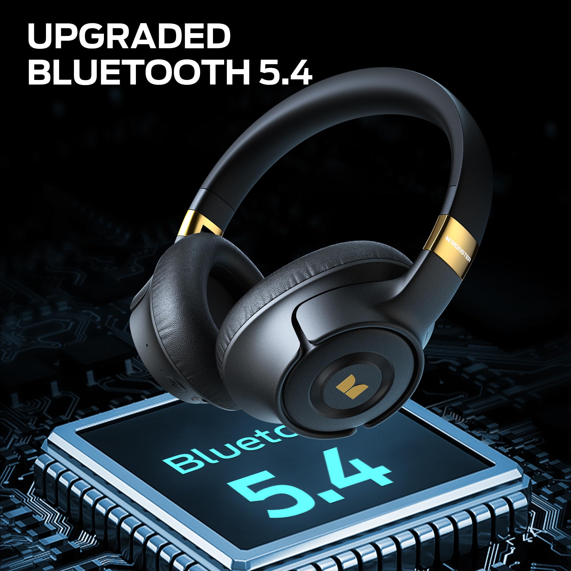 Monster E67 ANC Over-Ear Headphones, Bluetooth 5.4, Pure Bass & 60H Playtime