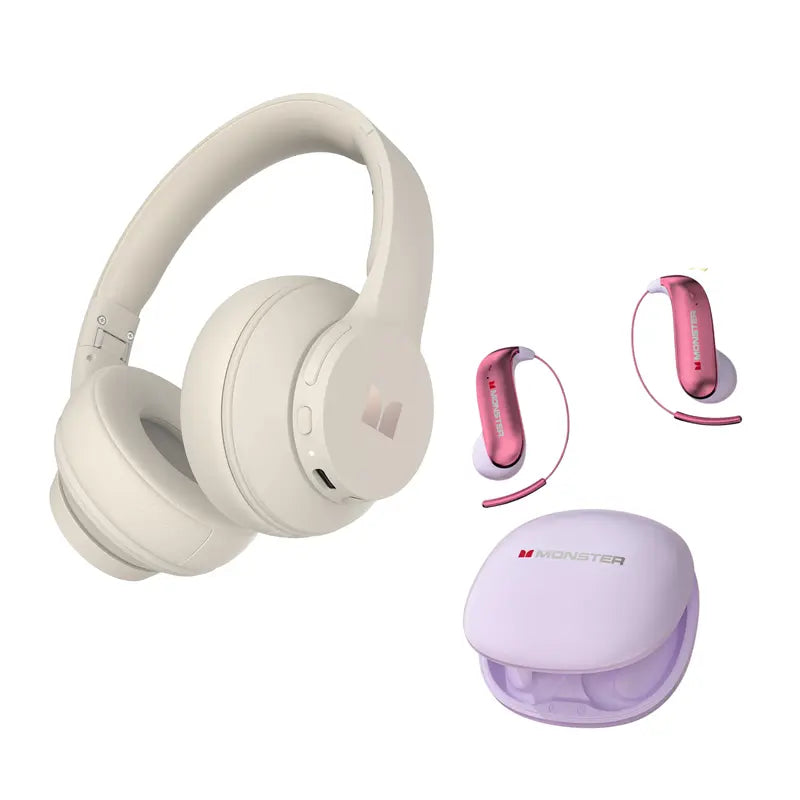 Monster Mission 100 2-in-1 Combo: Over-Ear Headphones & Wireless Earbuds